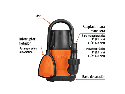 Bomba Sumergible Agua Limpia 1/2 HP Truper 12601 Altura Máx. 8m - Foto 3 | aztools.co