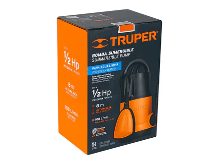 Bomba Sumergible Agua Limpia 1/2 HP Truper 12601 Altura Máx. 8m - Foto 5 | aztools.co