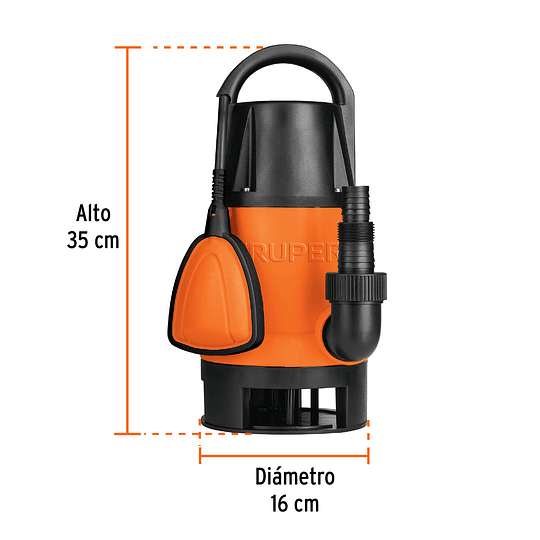 Bomba sumergible plástica para agua sucia 1 HP Truper 12603