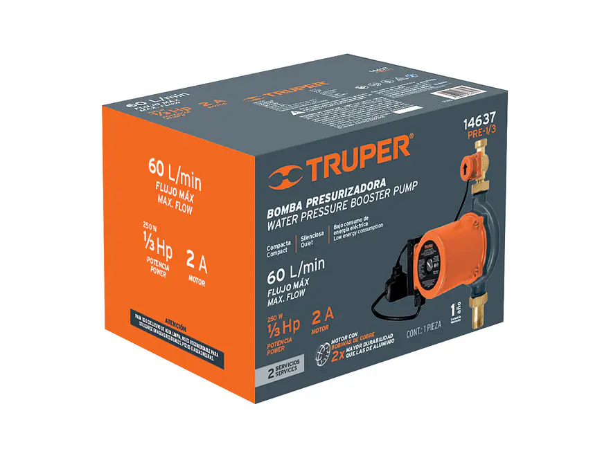 Bomba Presurizadora Truper 14637 1/3HP 12m - Foto 7 | aztools.co