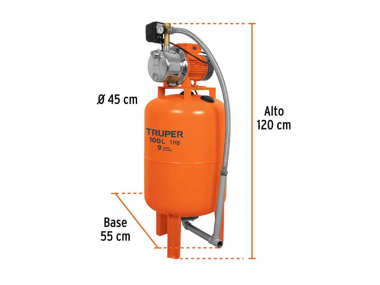 Bomba hidroneumática  Truper 12255 1 HP, 100 litros - Foto 2 | aztools.co