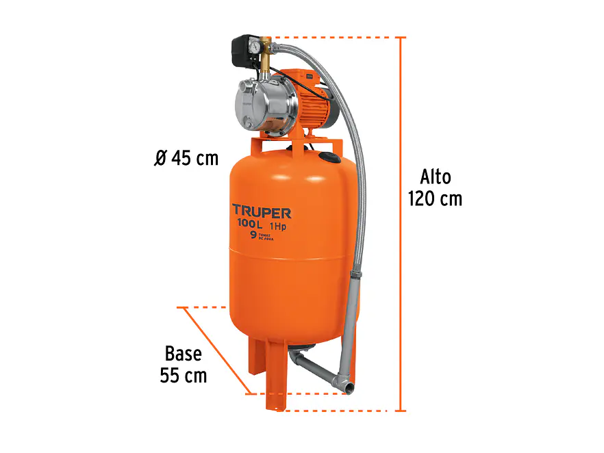 Bomba hidroneumática  Truper 12255 1 HP, 100 litros - Foto 2 | aztools.co