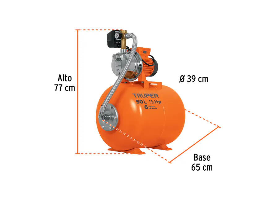 Bomba Hidroneumática Truper  12254 1/2 HP, 50 L, Presión Constante BOHI-50 - Foto 2 | aztools.co