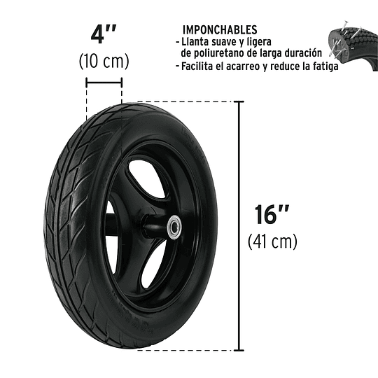 Carretilla 6ft3, platón plástico, mgos/madera 1-3/4