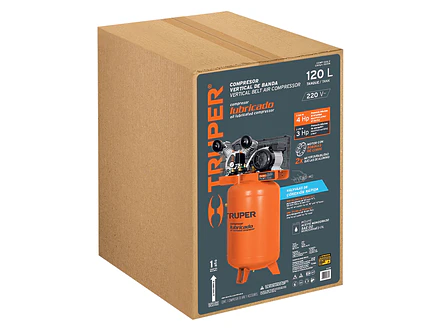 Compresor vertical 120 L Truper 19358, 4 HP potencia máxima , 220 V