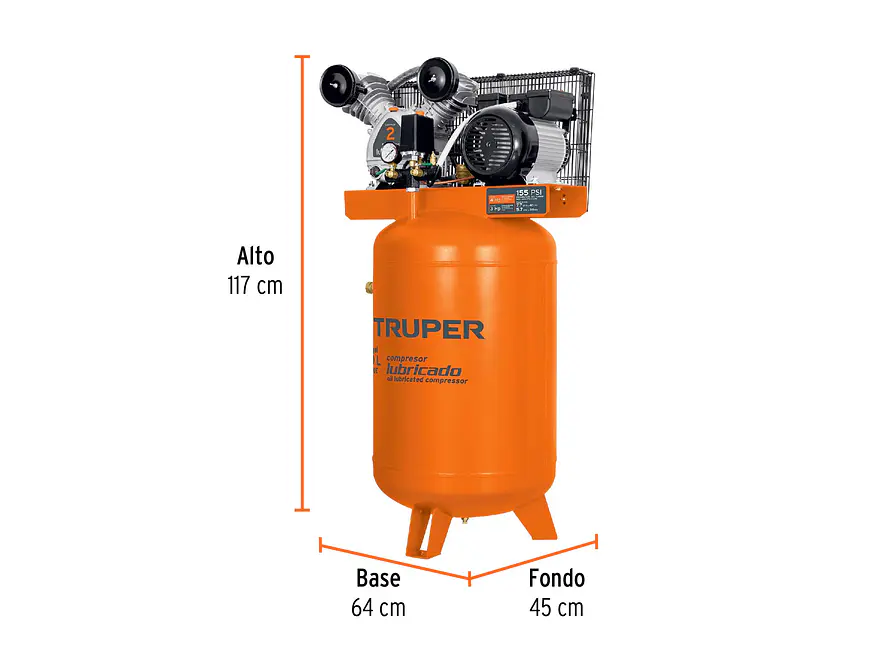 Compresor vertical 120 L Truper 19358, 4 HP potencia máxima , 220 V