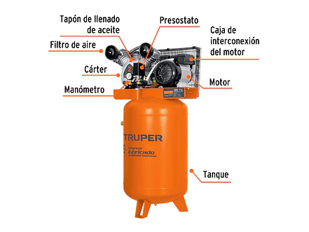 Compresor vertical 120 L Truper 19358, 4 HP potencia máxima , 220 V