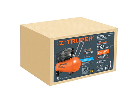 Compresor horizontal 120 L Truper 19359, 4 HP potencia máxima , 220 V