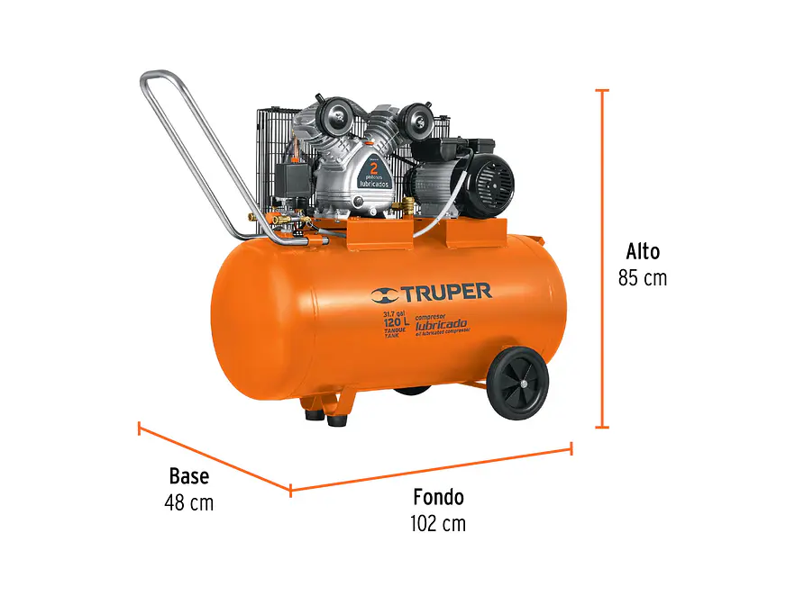 Compresor horizontal 120 L Truper 19359, 4 HP potencia máxima , 220 V