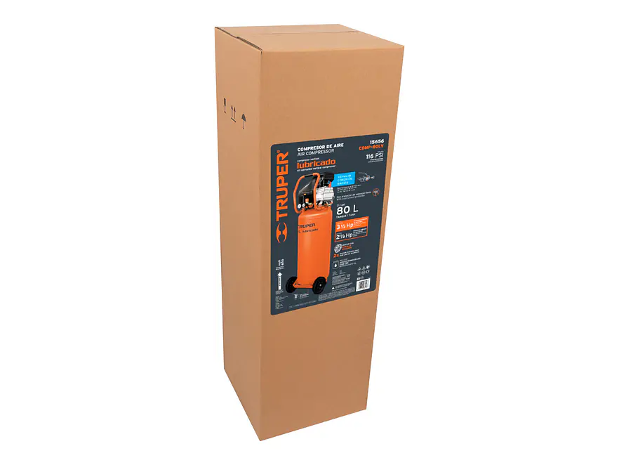 Compresor vertical Truper 15656, 80 L, 3-1/2 HP potencia máxima , 127V