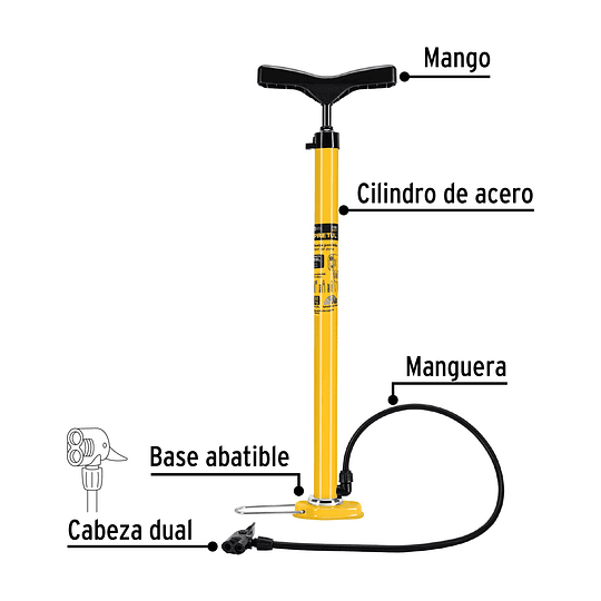 Bomba manual para inflar, 80 PSI, Pretul PRETUL 21690