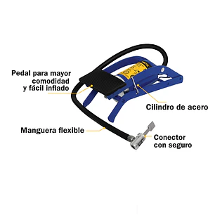 Bomba de pedal para inflar, 58 PSI, Pretul PRETUL 21693