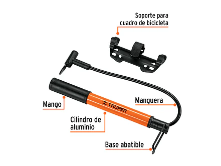 Mini bomba manual para bicicleta, 60 PSI TRUPER 13790 - Foto 2 | aztools.co