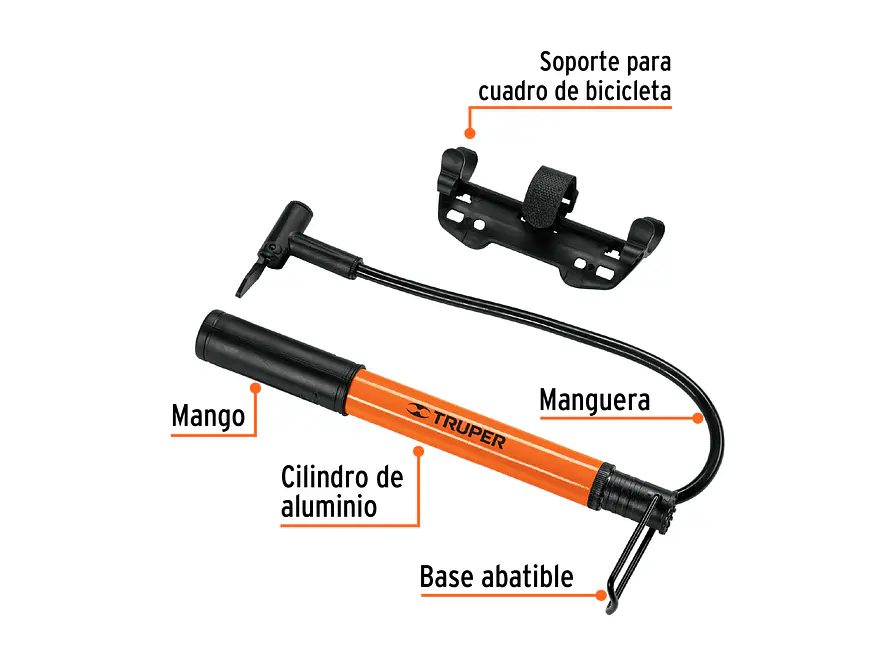 Mini bomba manual para bicicleta, 60 PSI TRUPER 13790 - Foto 2 | aztools.co