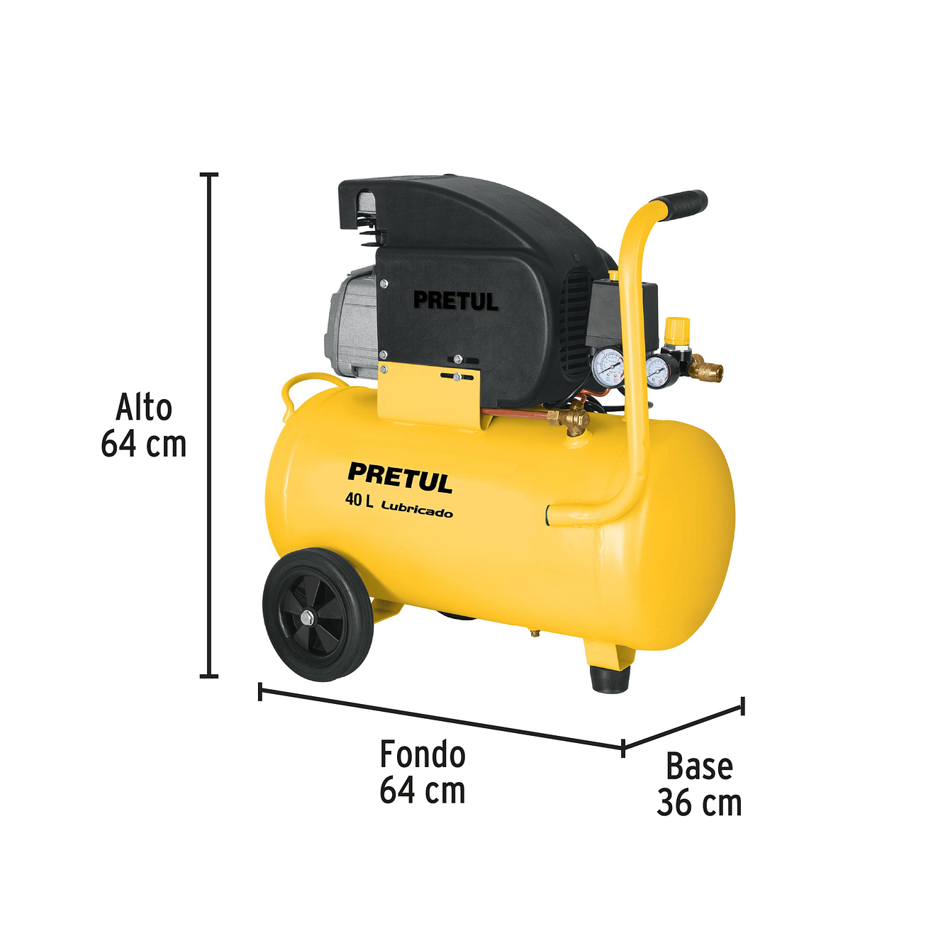 Compresor Pretul 23066, 40 L, 3 HP potencia máxima , 127 V,  3