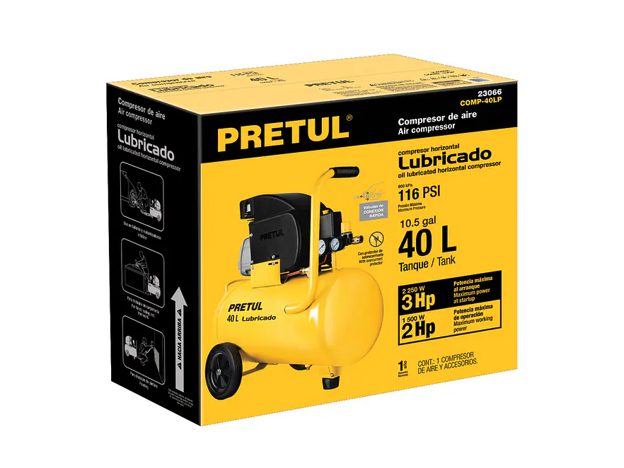 Compresor Pretul 23066, 40 L, 3 HP potencia máxima , 127 V,  - Foto 4 | aztools.co