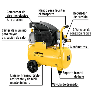Compresor De Aire Pretul 23065 20L Monofásico 2-1/2 Hp 