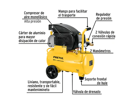 Compresor De Aire Pretul 23065 20L Monofásico 2-1/2 Hp  - Foto 2 | aztools.co