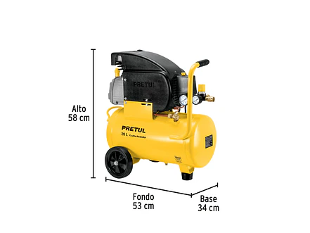 Kit, compresor 20L Pretul 24357, 2-1/2 HP,manguera PVC y pistola, - Foto 3 | aztools.co