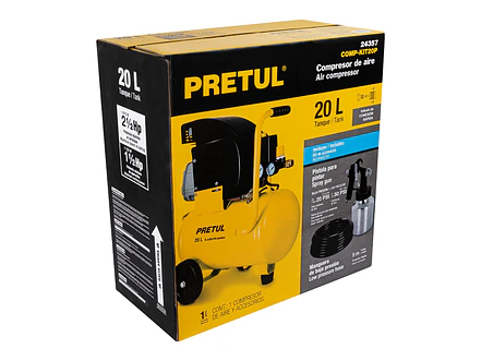Kit, compresor 20L Pretul 24357, 2-1/2 HP,manguera PVC y pistola, - Foto 4 | aztools.co