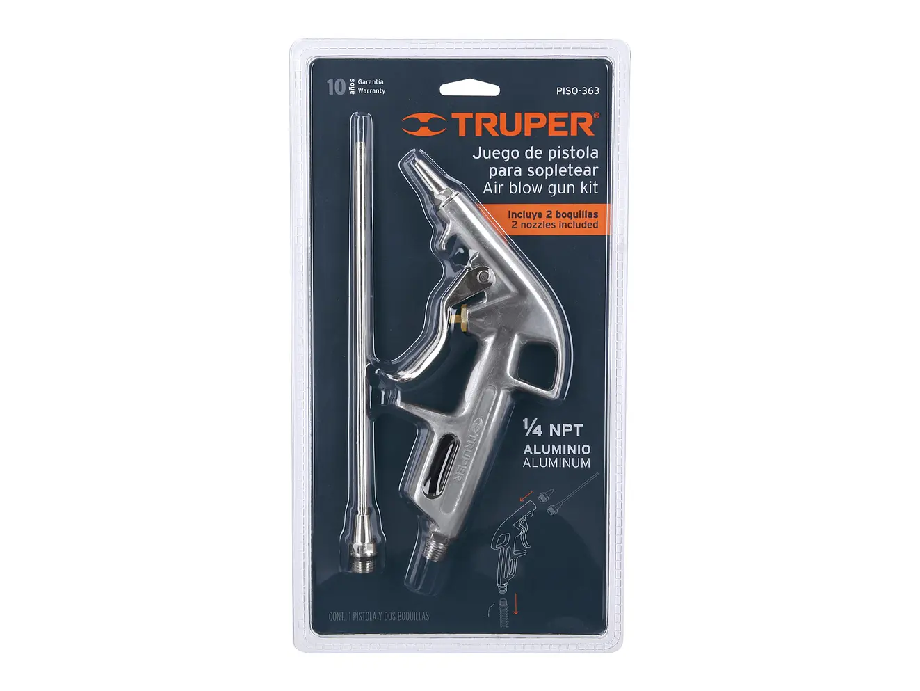 Pistola metálica con 2 boquillas Truper 10647 - Foto 3 | aztools.co
