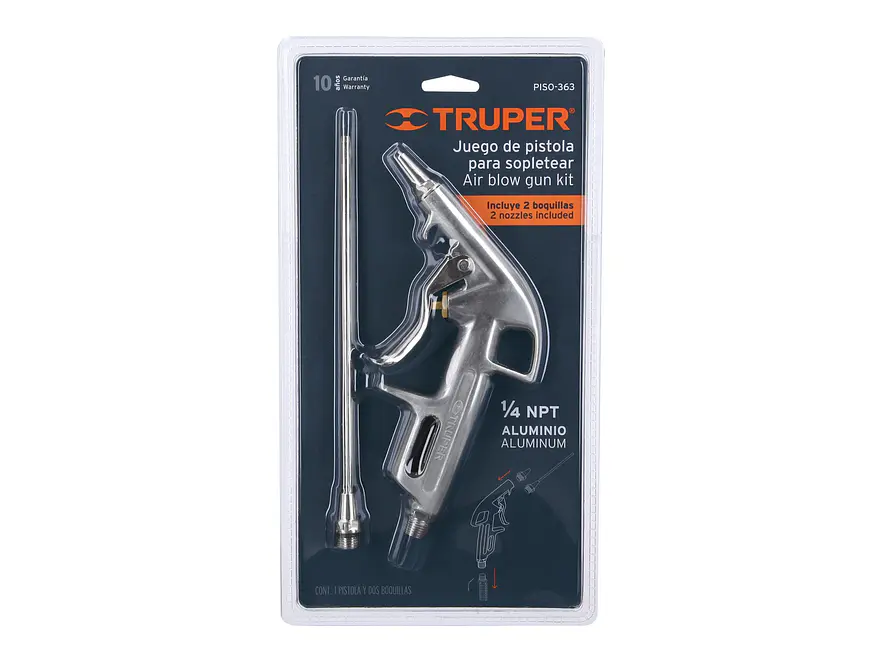 Pistola metálica con 2 boquillas Truper 10647 - Foto 3 | aztools.co