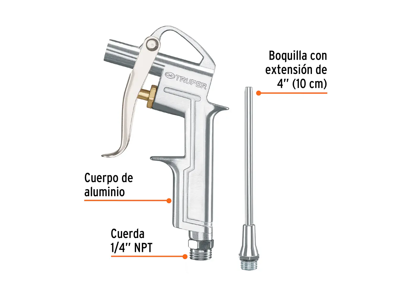Pistola metálica para sopletear con extensión de 4