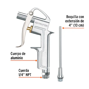 Pistola metálica para sopletear con extensión de 4