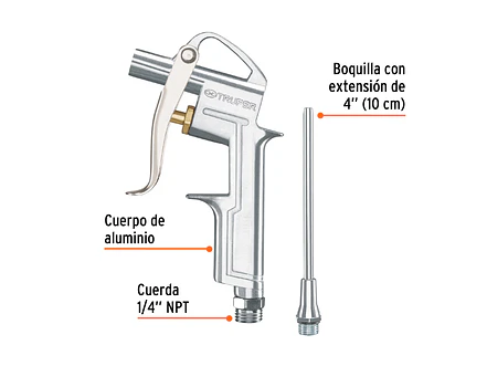 Pistola metálica para sopletear con extensión de 4