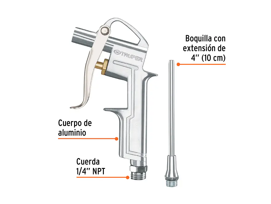 Pistola metálica para sopletear con extensión de 4