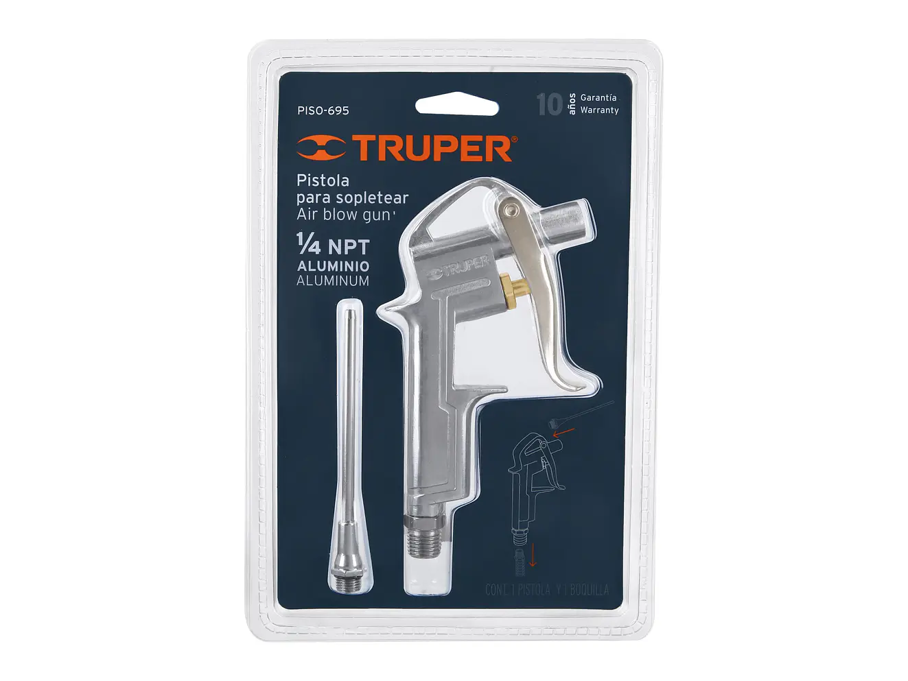Pistola metálica para sopletear con extensión de 4