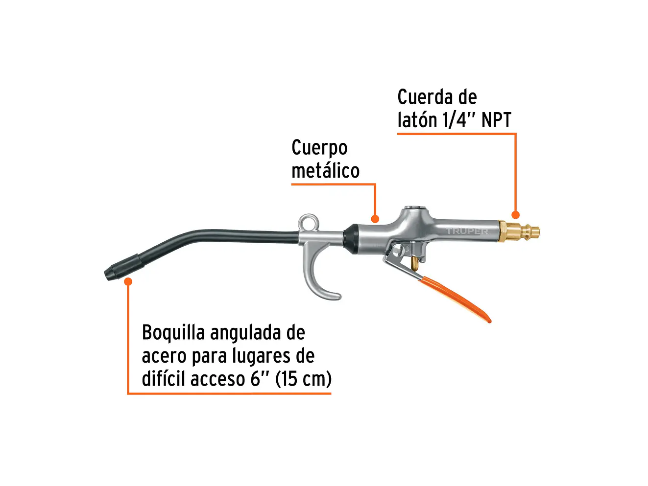 Pistola para sopletear con gancho, 120 psi