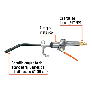 Pistola para sopletear con gancho, 120 psi