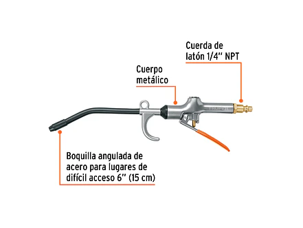 Pistola para sopletear con gancho, 120 psi