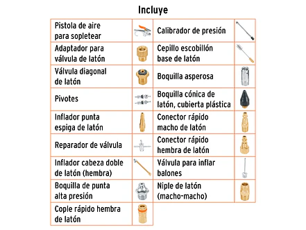 Juego de 18 piezas para compresor de aire Truper 19079 - Foto 2 | aztools.co