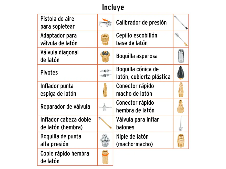 Juego de 18 piezas para compresor de aire Truper 19079 - Foto 2 | aztools.co