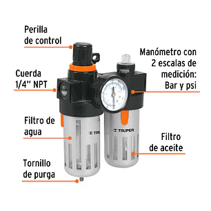 Unidad de limpieza y lubricación, cuerda 1/4 npt Truper 19238