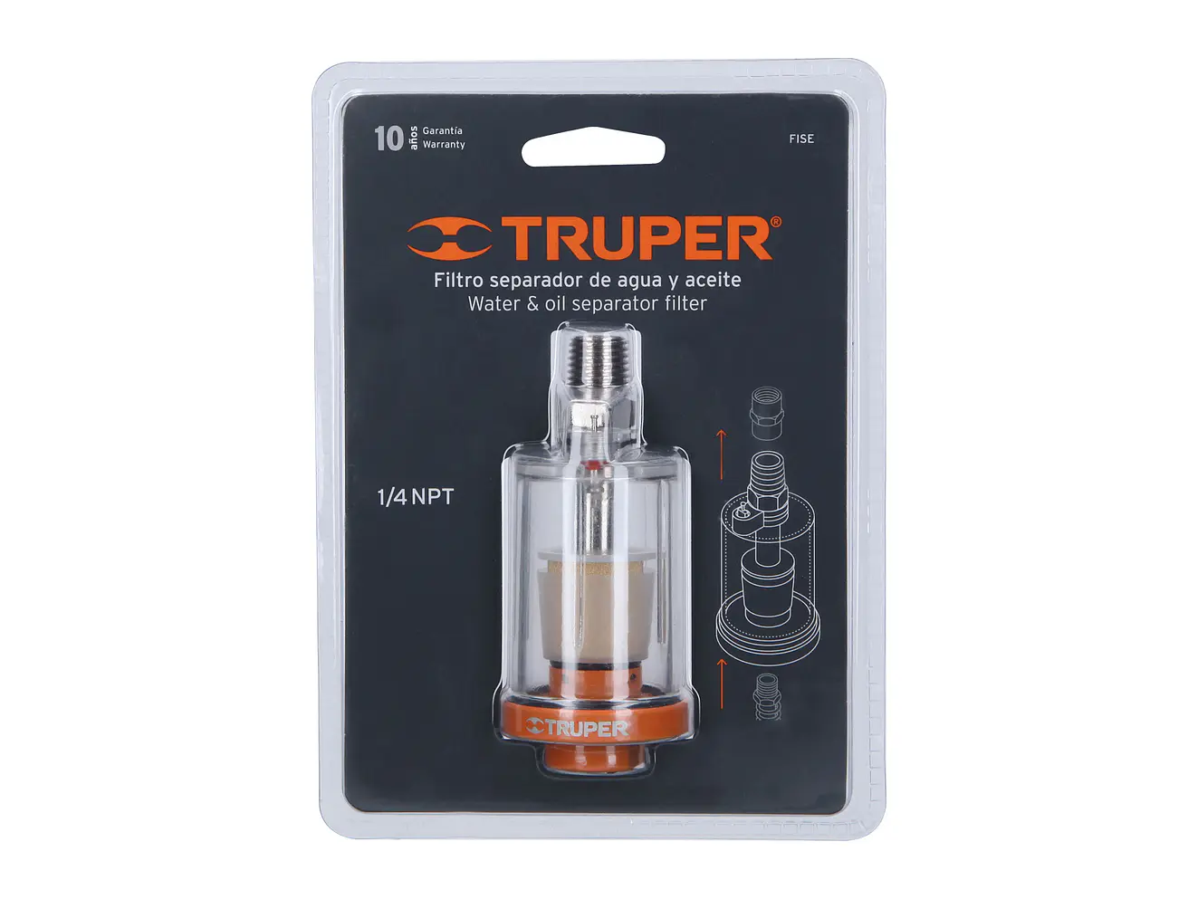 Filtro separador de agua y aceite, 1/4 NPT Truper 19027 - Foto 4 | aztools.co