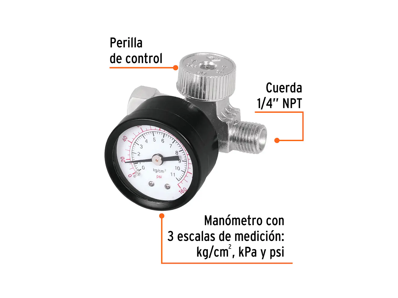 Regulador de aire para compresor, cuerda 1/4 npt Truper 19239 - Foto 2 | aztools.co