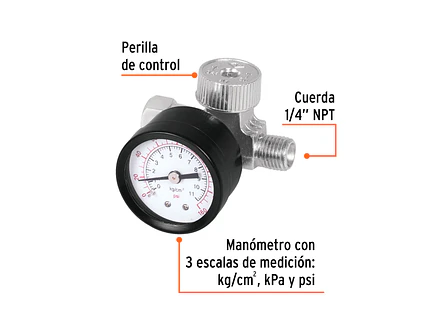 Regulador de aire para compresor, cuerda 1/4 npt Truper 19239 - Foto 2 | aztools.co