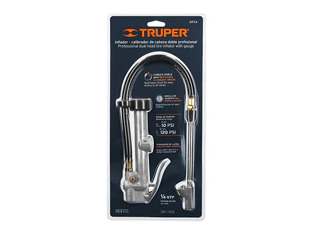 Inflador doble con calibrador de metal Truper 19028 - Foto 4 | aztools.co