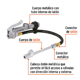 Inflador doble con calibrador de metal Truper 19028