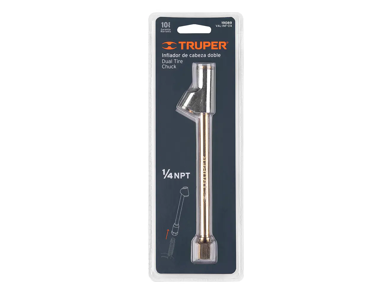 Inflador de cabeza doble, de latón, 1/4 NPT Truper 19089 - Foto 4 | aztools.co