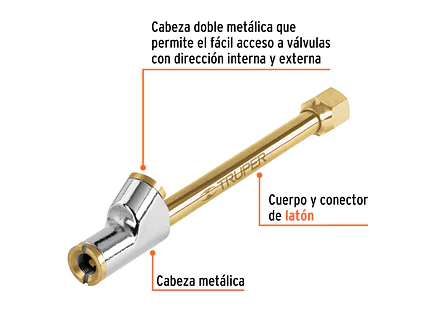 Inflador de cabeza doble, de latón, 1/4 NPT Truper 19089 - Foto 2 | aztools.co