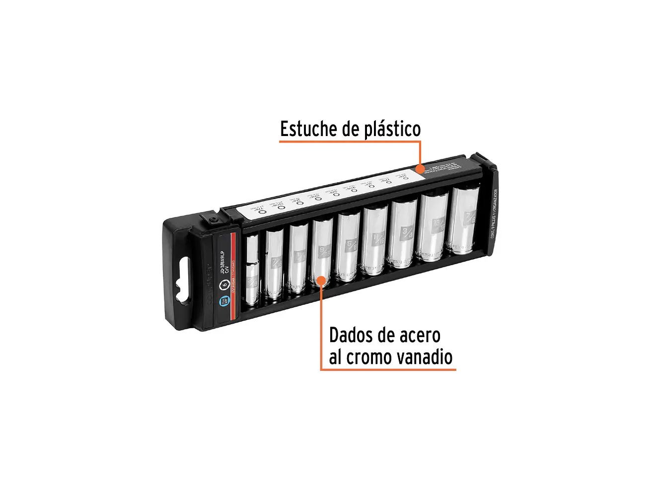 Juego de Copas Largas 6 Puntas en Pulgadas, Cuadrante 3/8
