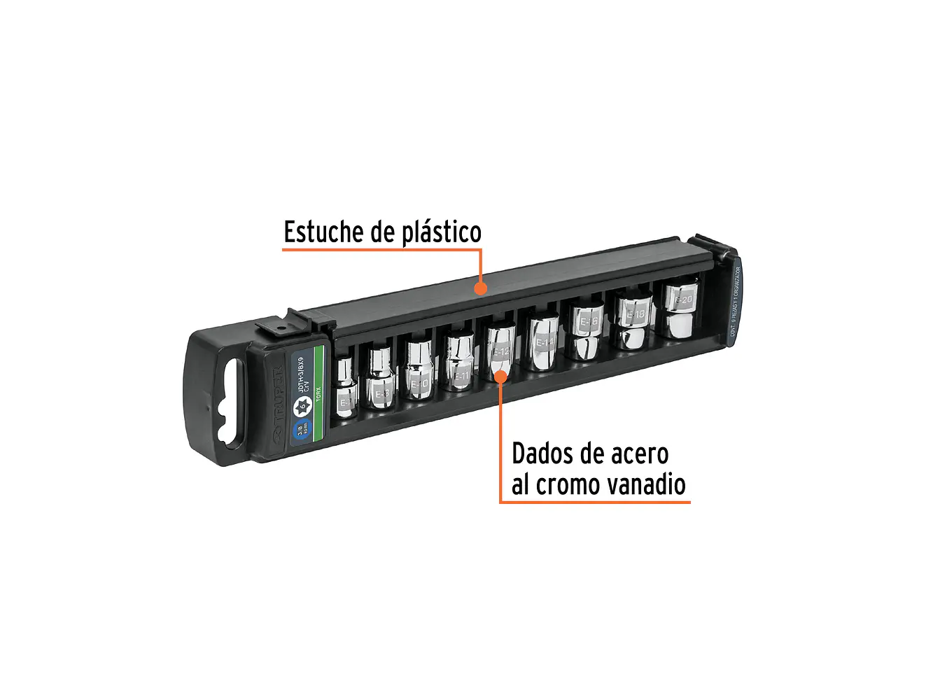 Juego de copas, punta torx, 3/8