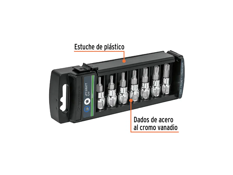 Juego de copas, punta torx Truper 14171, mando 3/8