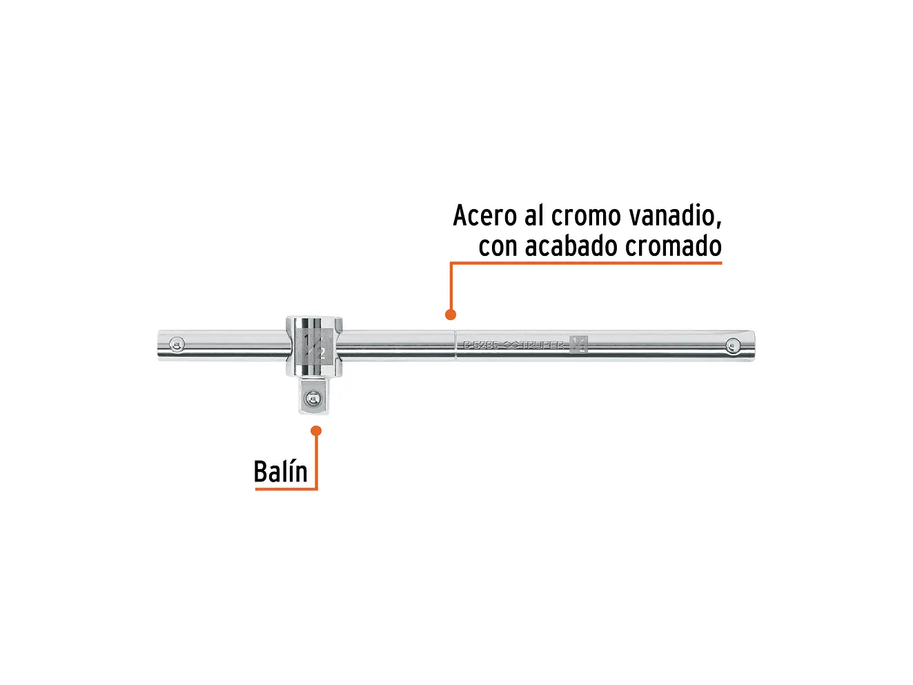 Barra corrediza para copas mando 1/2