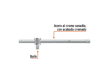 Barra corrediza para copas mando 1/2