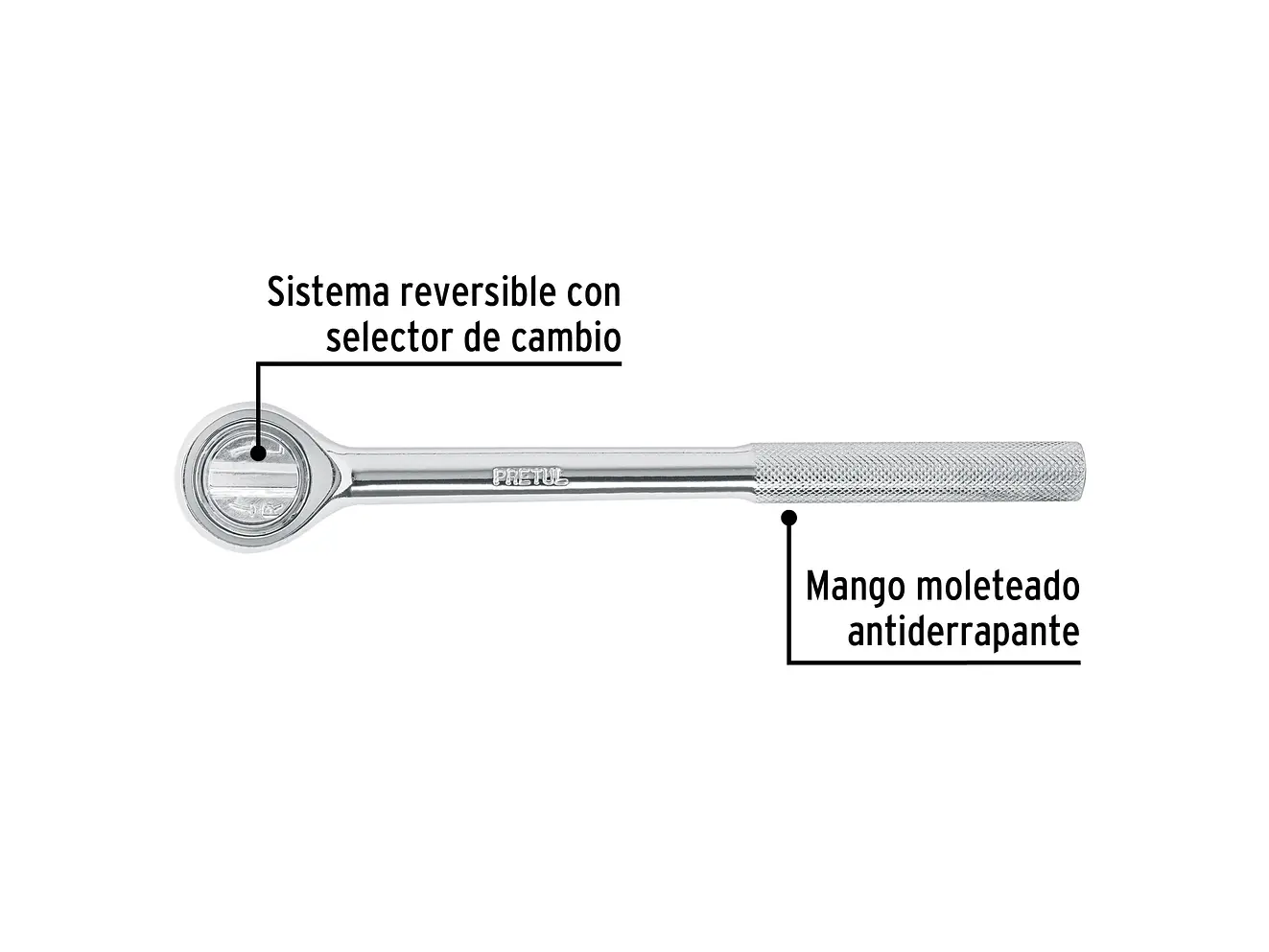 Ratchet cabeza redonda mando 1/2